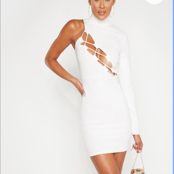 pretty little thing white cut out dress